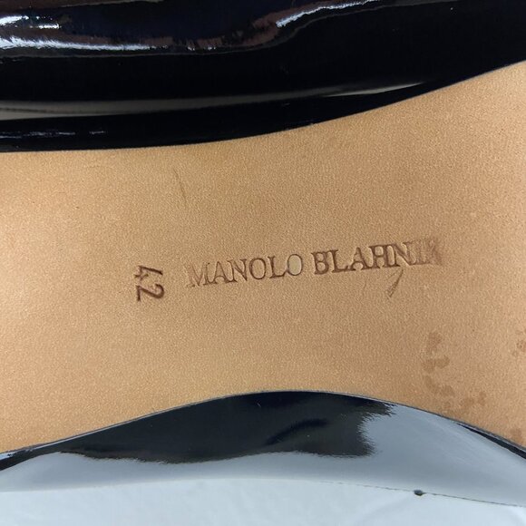 Manolo Blahnik Black Patent Leather Pointed Pump Heels Sz EU 42 - Picture 12 of 16